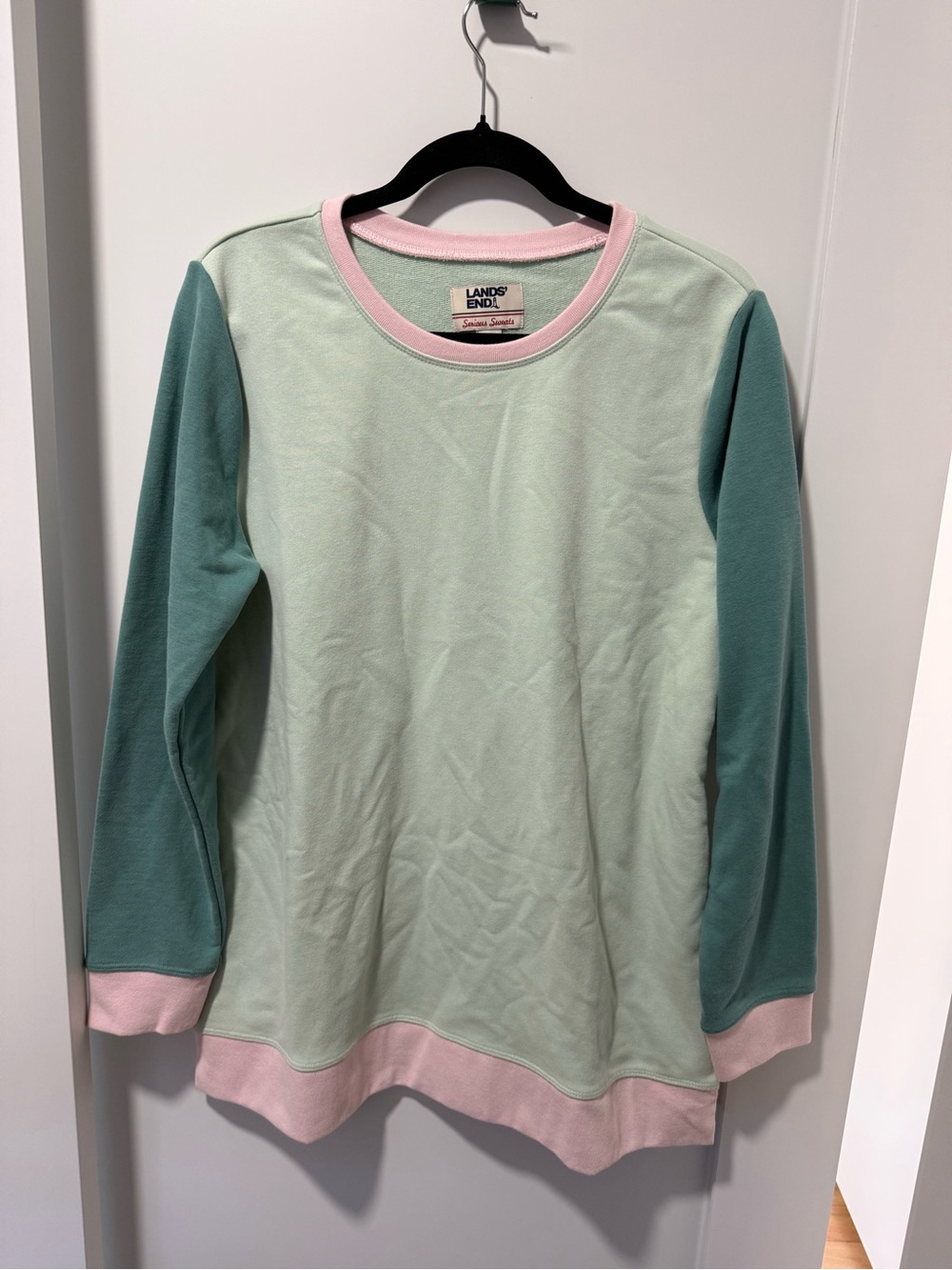 Lands' End Colorblock Sweatshirt in Mint, Teal & Pink